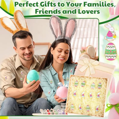 Riceshoot 12 Pcs Easter Egg and Bunny Enamel Lapel Pin Set Pastel Easter Spring Brooch Badge Pins Cartoon Cute Rabbit Enamel Pin for Clothes Bags Backpack Holiday Jewelry Gift