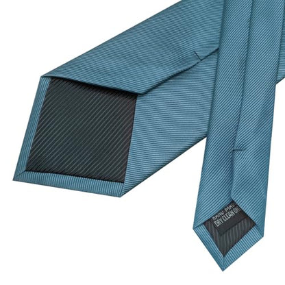 JEMYGINS Formal Necktie Solid Color Tie and Pocket Square with Tie Clip Lapel Pin Sets for Men 4PCS - color: Dusty Blue