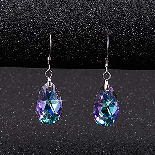 Austrian Crystal Teardrop Drop Earrings for Women, French Hook | 925 Sterling Silver Hook, Crystal Dangle Earrings, Sparkly Teardrop Stone, Lightweight Feel, Day-To-Evening Wear - color: Vitrail Light