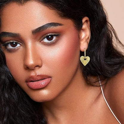 Gold Small Hoop Earrings for Wome | 14K Gold Plated Dainty Small Huggie Earrings S925 Sterling Silver Post Lightweight Drop/Dangle Huggie Earrings - color: Heart