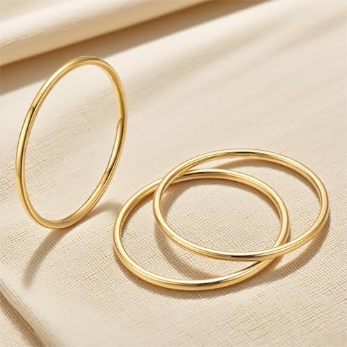 Women Stainless Steel Solitaire Stackable Ring Non Tarnish - color: 3 Gold, size: 6.5
