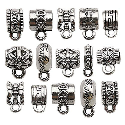 100 pcs Clasp Bail Beads Charms,Bail Tube Beads, Loose Spacer Bead,Bead Hanger Charm for Jewelry Making DIY Necklace Bracelet (M611) - color: M611