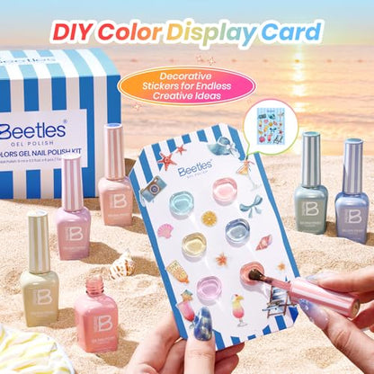 Beetles Cat Eye Gel Nail Polish Set, Saltmist Sunset 9ML 6 Colors Gel | Glitter Gel Nail Kit Yellow Blue Green Pink Purple Soak Off UV Salon DIY at Home Manicure Gift for Women - color: Saltmist Sunset