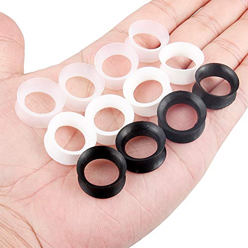 Cisyozi 10G-50mm Thin Silicone Gauges for Ear Flexible Double Flare Gauges Tunnels Expander Stretching Gauge Earlets Plugs Gauges Kit Earlets Retainer Same Sizes 3 Colors - style: 5/8Inch=16mm