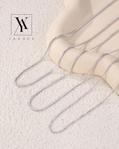 YADOCA Silver Stainless Steel Necklace for Women Non Tarnish - 1mm Thin & Strong Silver Chain Necklace 3Pcs Hypoallergenic Waterproof Summer Beach Jewelry Gift Size 16 18 20 22 24 28 30 Inches