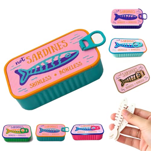 Sardines Travel Jewelry Case, Sardine Tin Jewelry Box, 3d Printed Sardine Tin Like Jewelry Case, with Fish-Shaped Holders for Rings, Earrings and Charms, Portable Earring Organizer (Multicolor C) - color: Multicolor C