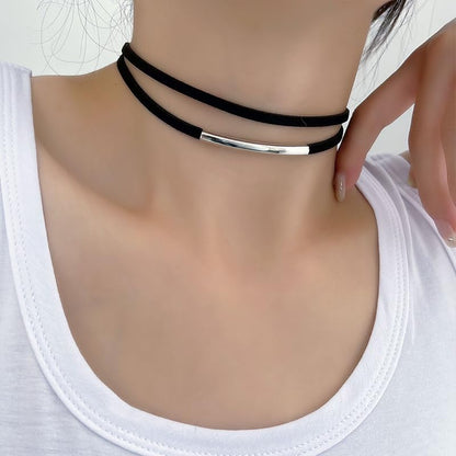 Black Choker Necklaces for Women 90s Red Black Velvet Choker Necklace Thick Thin Chocker Tube Heart Circle Choker Necklace Lace Tatto Collar Necklace Goth Choker Jewelry - style: A2-Tube