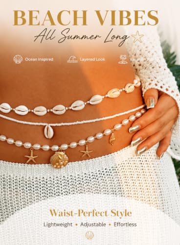 3PCS Gold Waist Chain for Women, Boho Layered 14K Gold Plated Belly Belt Chains Beach Waist Beads Chain, Body Chain for Women Summer Jewelrys Set - style: gd-layered chain