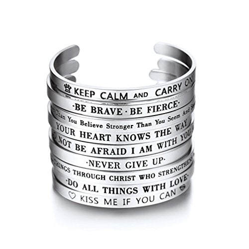 PROSTEEL Stainless Steel Cuff Bracelet You Are Braver Stronger And Smarter Men Women Faith Scripture Christmas Gift Inspirational Cuff Bangle Adjustable