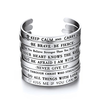 PROSTEEL Stainless Steel Cuff Bracelet You Are Braver Stronger And Smarter Men Women Faith Scripture Christmas Gift Inspirational Cuff Bangle Adjustable