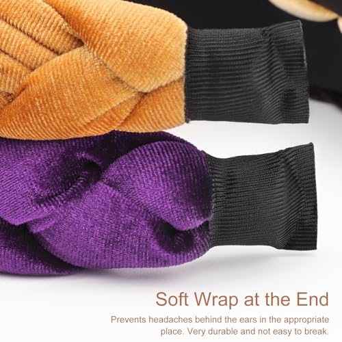 DRESHOW Braided Headbands for Women Velvet Hair Hoop Elastic Criss Cross Hair Bands Accessories - color: 01 Pack: Violet Velvet Braided