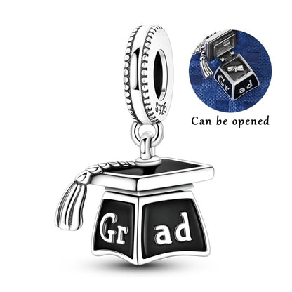 925 Sterling Silver Charms for Bracelets and Necklaces Beads Jewelry Charms for Women - color: Openable Graduation Cap Charm