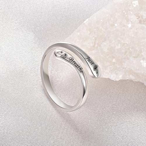 Fookduoduo 925 Sterling Silver Ring Inspirational Jewelry adjustable Wrap Open Rings for Women - style: Dandelion
