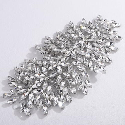 Bridal Rhinestone Hair Comb Large Rhienstone Wedding Headpiece Handmade Crystal Hair Comb for Bride Wedding Hair Accessories for Women (silver) - color: silver