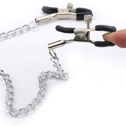 Body Chain Body Clamps with Chain Adjustable Body Ring Body Clamps Stainless Steel Body Clip Body Clip Non-Piercing Chain Non Piercing Body Jewelry for Women Men (Black) - color: Black