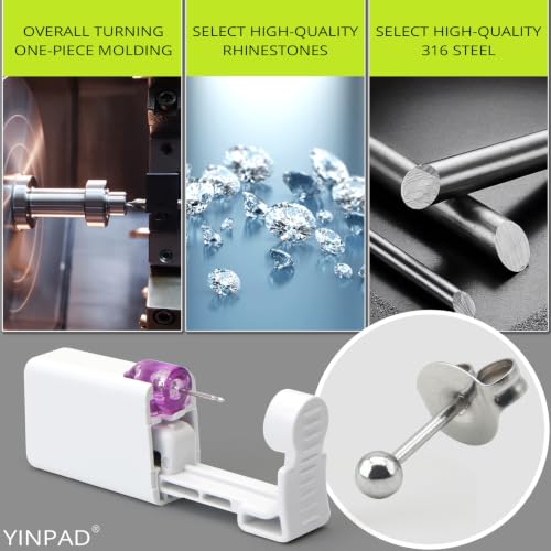 Ear Piercing Kit - Disposable Piercing Gun Preloaded with Different Style 3 mm Studs, at Home Self Piercer Kit (Little Silver Ball) - color: Little Silver Ball