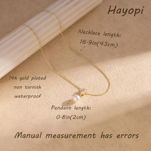 Pearl Necklaces for Women,Dainty Gold Pendant Necklaces Waterproof Jewelry | 14K Gold Plated Pearl Necklaces,Dainty Elegant Wedding Necklace,Small Cute Adjustable Minimalist Necklace,Non Tarnish Jewelry - color: GOLD-17