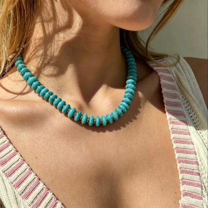 Resin Chunky Beaded Necklace for Women,Vacation Jewelry | Acrylic Beads,Boho Summer Beach Handmade Jewelry,Trendy Bold Statement Beaded Necklace,Birthday Gift for Women - color: Turquoise