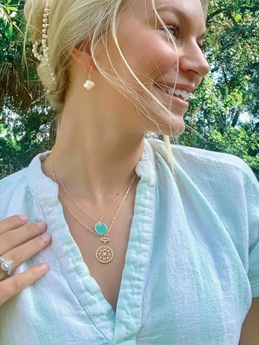 Aobei Pearl 18K Gold Plated Pendant Necklace for Women Dainty Gold Chain Choker Love Heart Disc Coin Pearl Cross Toggle Jewelry - style: Mandala