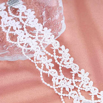 YienDoo Vintage Lace Choker Necklace White Gothic Lace Pattern Punk Tassel White Pearl Beaded Pendant Princess Bridal Lolita Statement Necklace Jewelry For Women