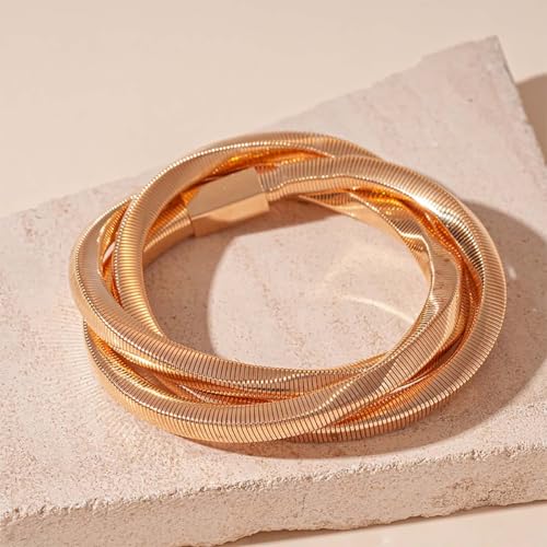 Chunky Gold Bangle Bracelets for Women Trendy Irregular Statement Cuff Bracelets Stack Wide Minimalist 3PCS Bangle Set Jewelry - style: T-Gold B