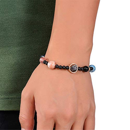 ONLYJUMP Planet Bracelet Solar System Universe Galaxy Bracelet Handmade Natural Stone Bead Bracelet String Adjustable Astronomy Gifts Bangle for Women Men - color: Planet 1