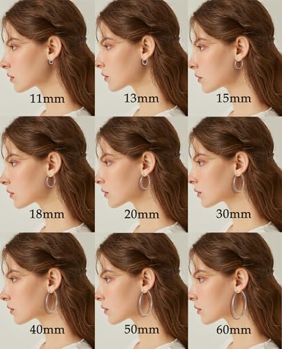 9 Pairs Clip on Hoop Earrings for Women Non Pierced Hoop Earrings Fake Spring Hoop Earrings Silver Gold Tone 9 Sizes - color: A: Silver Tone