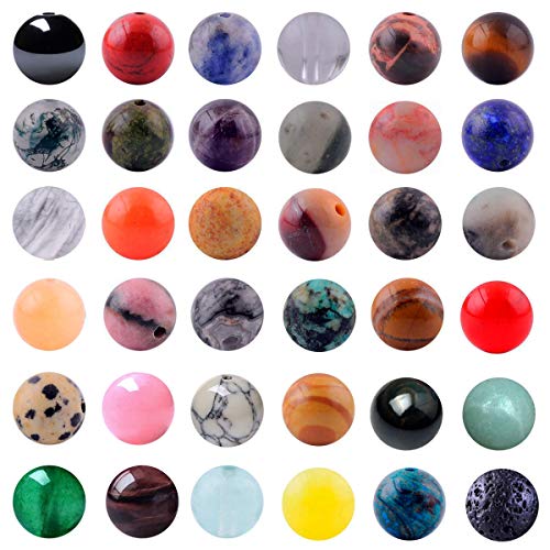Natural Stone Beads 100pcs Round Genuine Real Stone Beading Loose Gemstones Hole Size 1mm DIY Smooth Bead for Bracelet Necklace Earrings Jewelry Making(Natural Stone Beads Multicolor, 8mm) - color: Natural Stone Beads Multicolor, size: 8mm