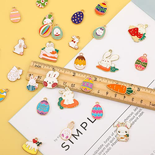 SANNIX 110Pcs Easter Charms, Easter Charms for Jewelry Making, Assorted Egg Chick Bunny Rabbit Bulk Gold Enamel Charm Spring Pendants for Crafts Bracelet Necklace Earrings - style: Easter Charms