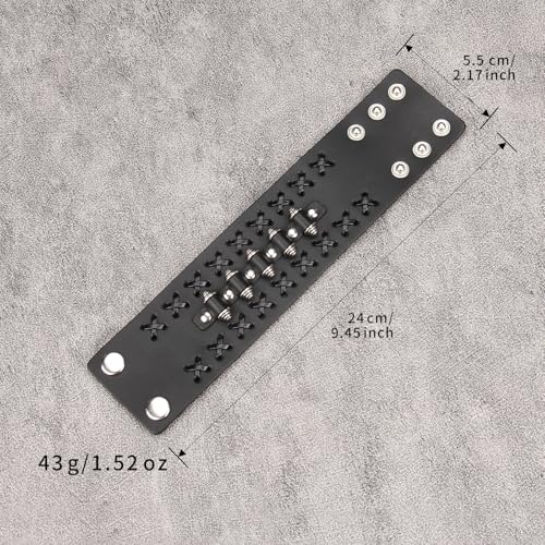 Jeilwiy Punk Leather Wristbands for Men Bracelets Handmade Wide Cuff Bangle Braided Jewelry Black Brown Adjustable - Punk Father's Gifts - color: 05 Leather Cuff Bracelet Black