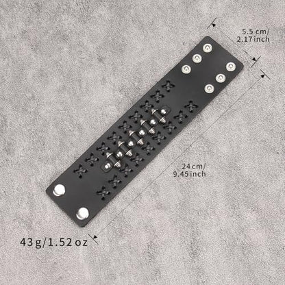 Jeilwiy Punk Leather Wristbands for Men Bracelets Handmade Wide Cuff Bangle Braided Jewelry Black Brown Adjustable - Punk Father's Gifts - color: 05 Leather Cuff Bracelet Black