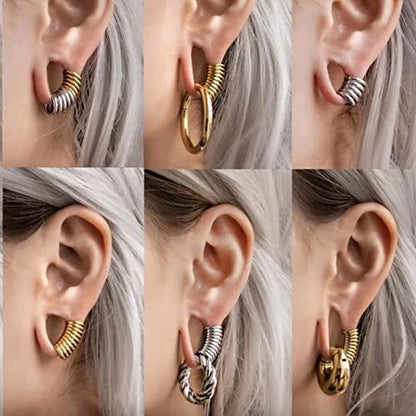 Casvort 2 PCS Hypoallergenic 316 Stainless Steel 00G/3/4'' Stacked Ring Cuffs for Stretched Lobe Ear Gauges Plugs Ear Tunnels Stretcher Earring Studs Clip on Cartilage Body Piercing Jewelry - color: Silver 10mm (00g)