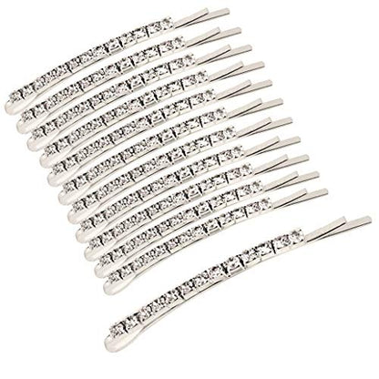 12 Pieces Rhinestone Bobby Pins, Silver Metal Hair Clips Diamond Bobby Pins Crystal Hair Pin for Prom Bridal Wedding Hair Accessories Gift Stocking Stuffers for Women Girls - color: Silver