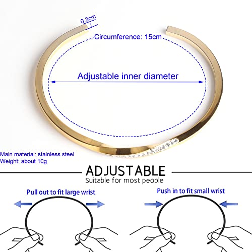 Dorriss Thin Open Cuff Bracelet for Women Adjustable Bangle Jewelry