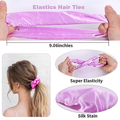 50 PCS Satin Hair Scrunchies for Curly Hair Silk Scrunchies for Hair | Satin Hair Accessories for Girls Scrunchy Hair Tie Ropes for Teens Hair Accessories with Gift Bag