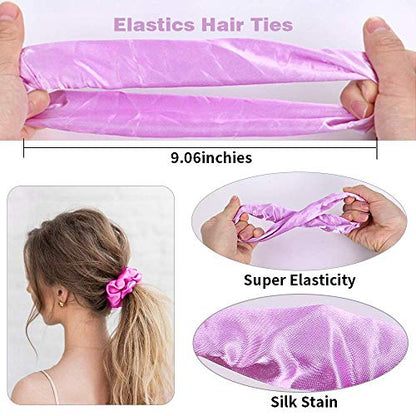 50 PCS Satin Hair Scrunchies for Curly Hair Silk Scrunchies for Hair | Satin Hair Accessories for Girls Scrunchy Hair Tie Ropes for Teens Hair Accessories with Gift Bag