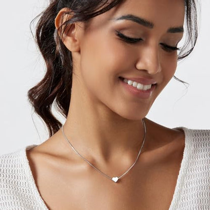 HERIER Cute Heart Necklace Dainty 18k Gold Plated Tiny Heart Pendant Choker Necklaces Small Gold Love Open Heart Chain Necklace for Women Simple Gold Necklace for Women Trendy Jewelry - color: Box Chain Heart-Silver