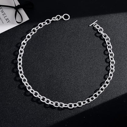 CHESKY 14K Gold Plated Chunky Necklace for Women, Trendy Toggle Clasp | Statement Pendant Necklace, Layered Paperclip Chain, Toggle Clasp Design, Thick Gold Chain, Non Tarnish Everyday Jewelry - color: silver, style: paperclip