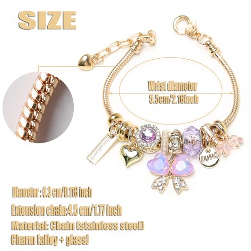 DS Charm Bracelets for teen girls exquisite cute cartoon friendship bracelet Gold Stainless Steel Bangle birthday Gift box Adjustable little girls kids jewelry holiday gifts - style: GOLD-6