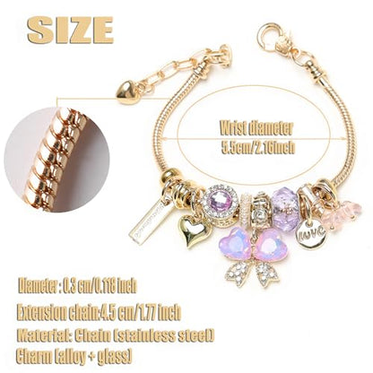 DS Charm Bracelets for teen girls exquisite cute cartoon friendship bracelet Gold Stainless Steel Bangle birthday Gift box Adjustable little girls kids jewelry holiday gifts - style: GOLD-6