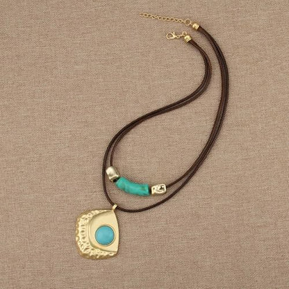 Chunky Pendant Necklace for Women Vintage Boho Necklaces Choker Layered Statement Necklaces Bohemian Jewlery Gifts - style: Boho Style Pendant Necklace