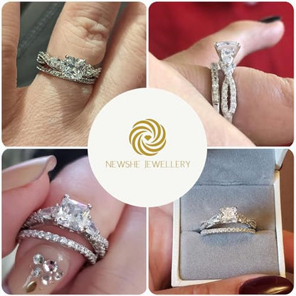Newshe Jewellery Wedding Ring Set for Women Moissanite Engagement Rings Bridal Sets Princess Pear Promise Anniversary Band Size