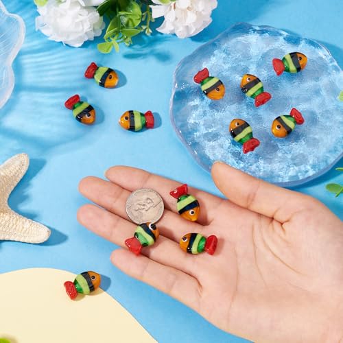 Cheriswelry 12Pcs Glass Fish Beads Handmade Lampwork Beads Marine Life Animal Bead 20-21mm for DIY Earring Bracelet Necklace Keychain Jewelry Making Summer Crafts - color: Mixed Color 2