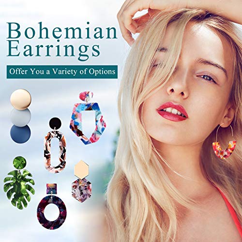 25 Pairs Acrylic Resin Statement Earrings Set for Women Mottled Hoop Fashion Drop Dangle Jewelry Hypoallergenic for Sensitive Ears - style: Cool