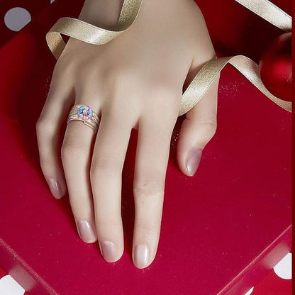 Custom Multi-Stone Family Ring 925 Sterling Silver/10K/14K/18K Gold Colored Personalized (2-8 stones) Birthstone Engraved Ring for Women Mom Wife Jewelry Gifts - style: Seven Stone