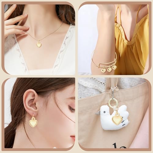 MARFOREVER 40 Pcs 18K Gold Heart Charms for Jewelry Making Valentines Charm | 3D Love Heart Shape Dangle Pendants Charms, Mother's Day Valentine's Gifts, Bracelet Necklace Earrings Making DIY Crafts - style: Gold Heart
