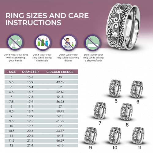 Shop LC 925 Sterling Silver Fidget Spinner Ring for Women - color: Garden