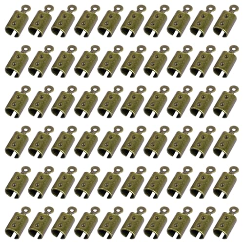 200pcs Fold Over Cord Ends Crimp End Tips Stainless Steel Cord Crimp End Tips Leather Ribbon Ending Clasp Tips Jewelry Connector for Bracelets Leather Jewelry Making(Antique Cyan) - color: antique cyan