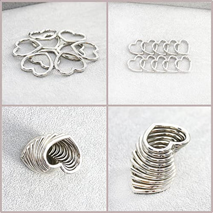 Heart Shape Metal Craft Ring Buckle,10 Pieces Heart Shape Hollow, for Punk Leather Choker Necklaces, Gothic Accessory - color: Stainless Steel