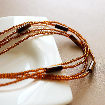 Long Necklaces for Women Pearl Tiger Eye Natural Stone Beads Necklace Boho Fashion Accessories Layered Beaded Chains with Pendant 35” to 100”